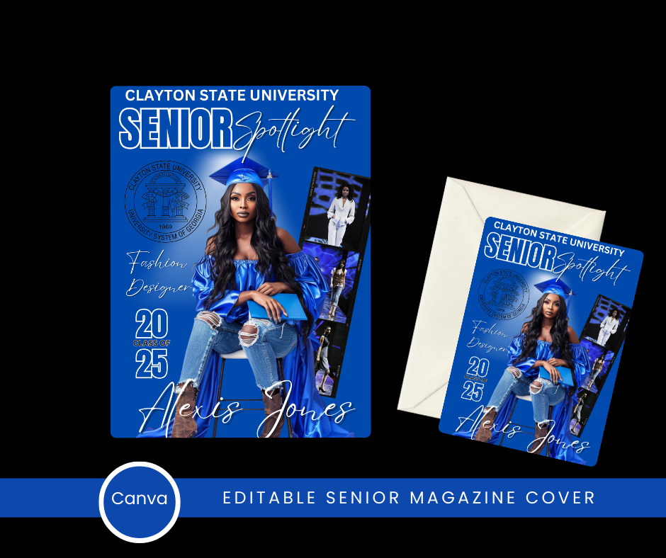 Graduation Magazine Cover Template - Fully Editable Design (Royal Blue Edition)