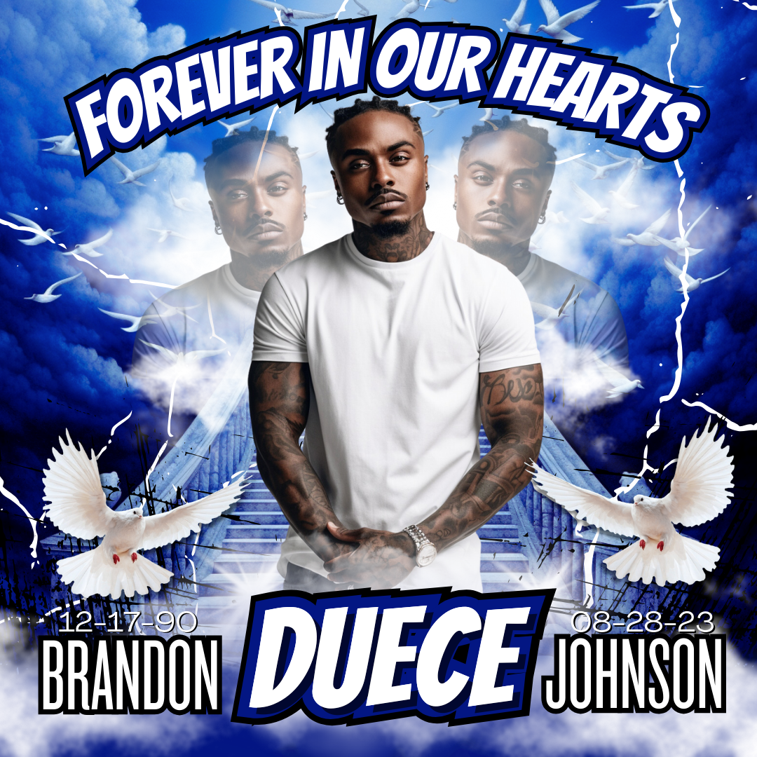 Blue & White Memorial Template | Editable Canva Design