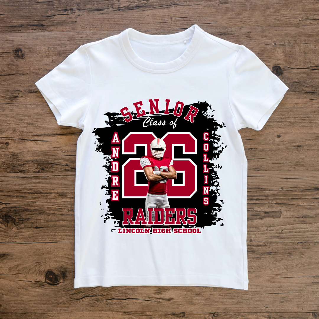 Senior Class of 2026 Football Tee Template – Burgundy Power Edition