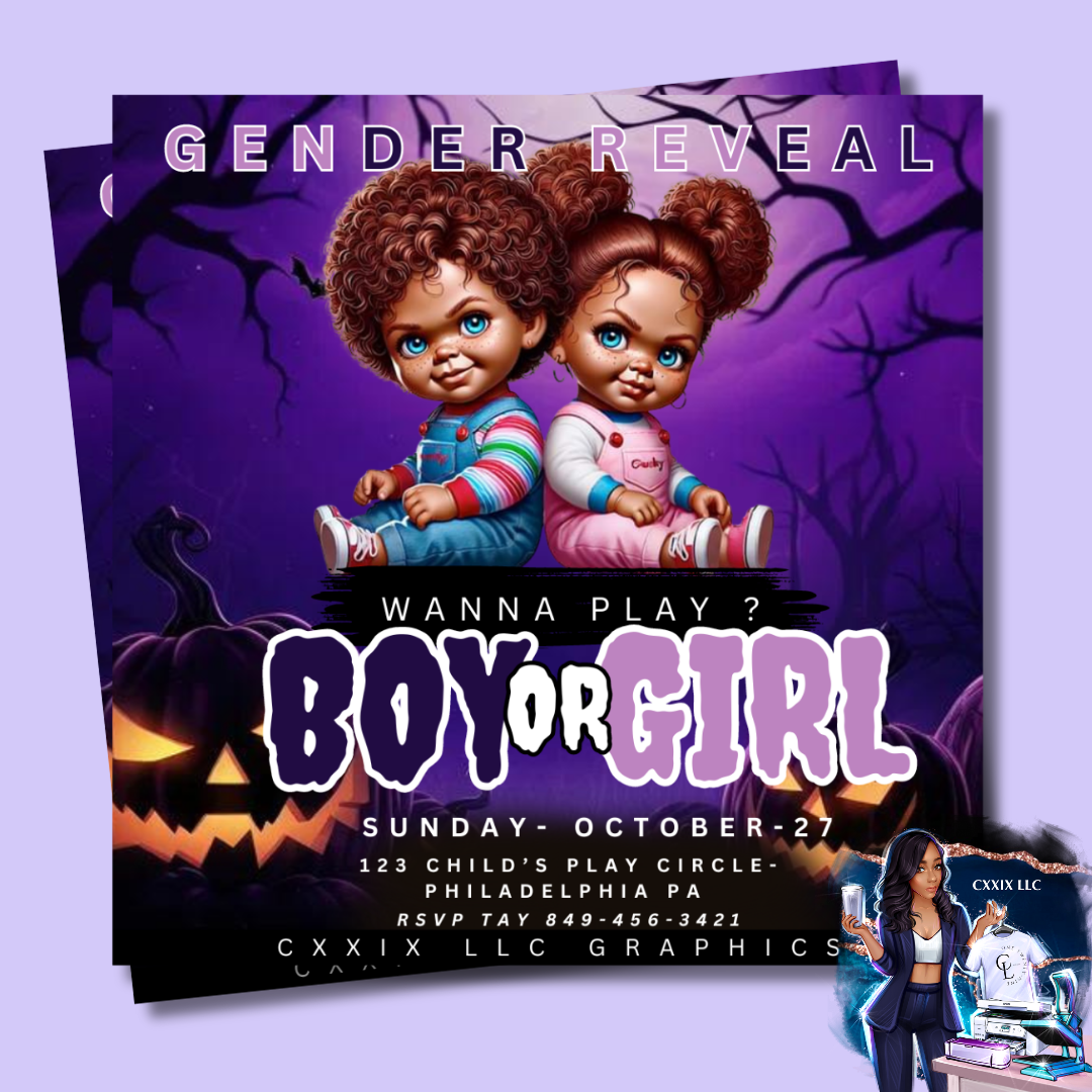 Halloween Gender Reveal Flyers (Editable)