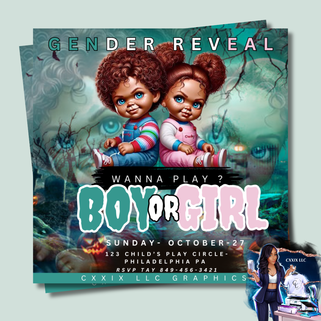 Halloween Gender Reveal Flyers (Editable)