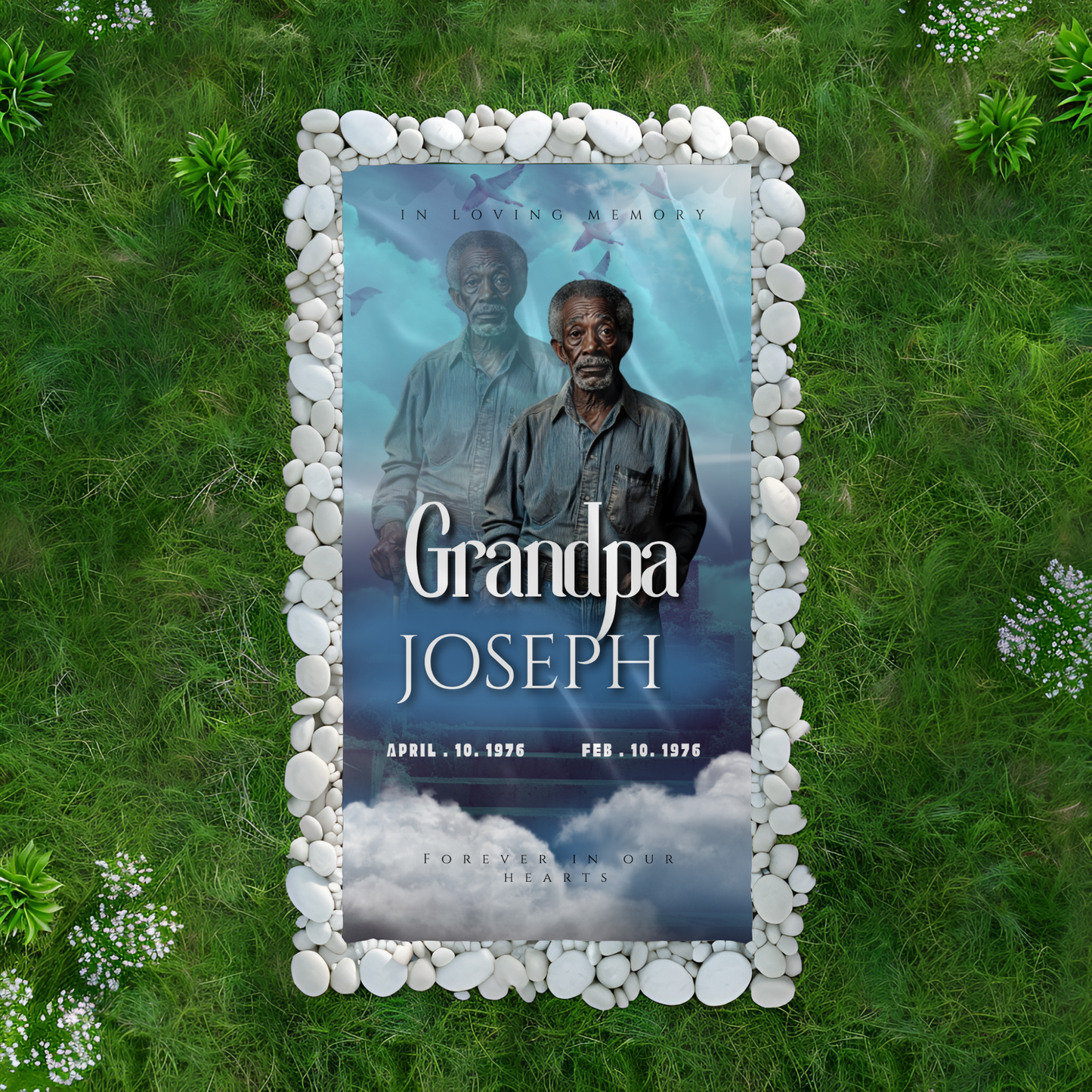 Grandpa Memorial Grave Blank Template (Editable & Printable)