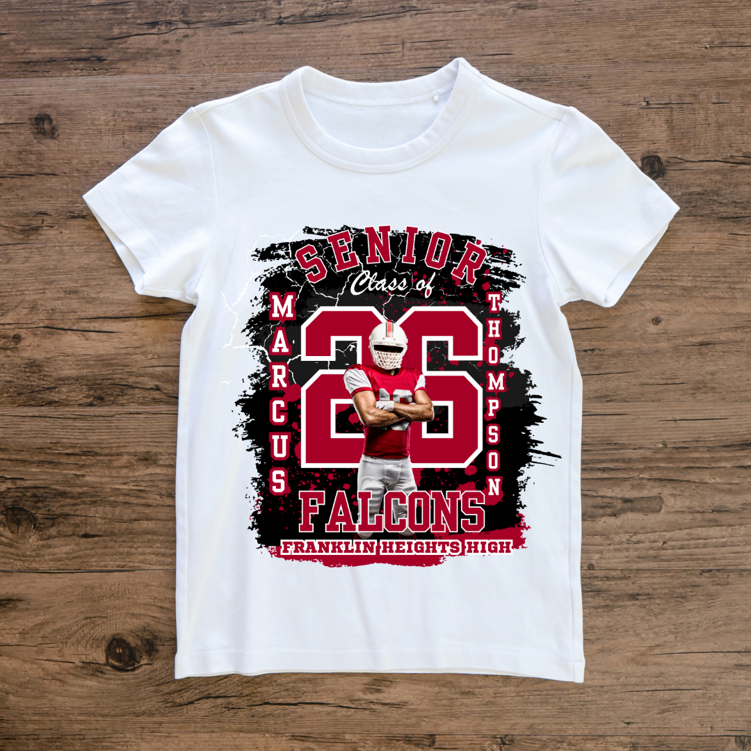 Senior Class of 2026 Football Tee Template β Bold Red & Black Edition