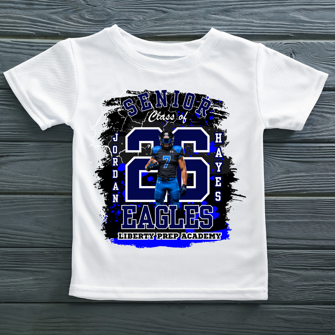 Senior Class of 2026 Football Tee Template β Navy & Royal Blue Edition