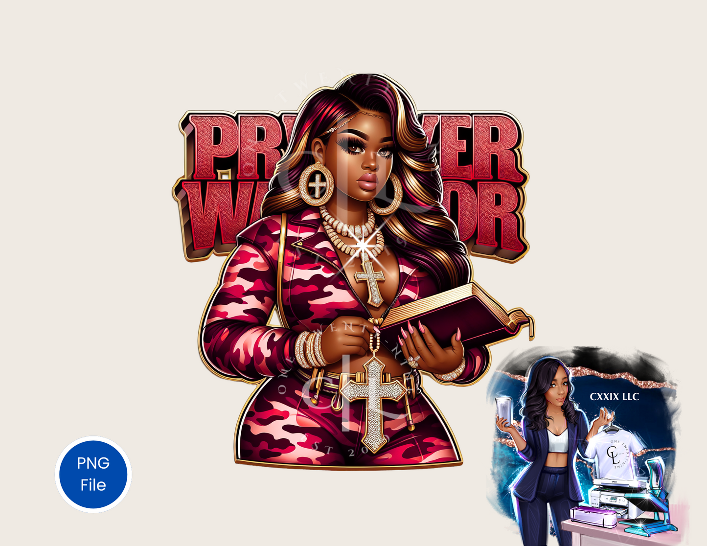 Prayer Warrior – Woman Holding Bible PNG