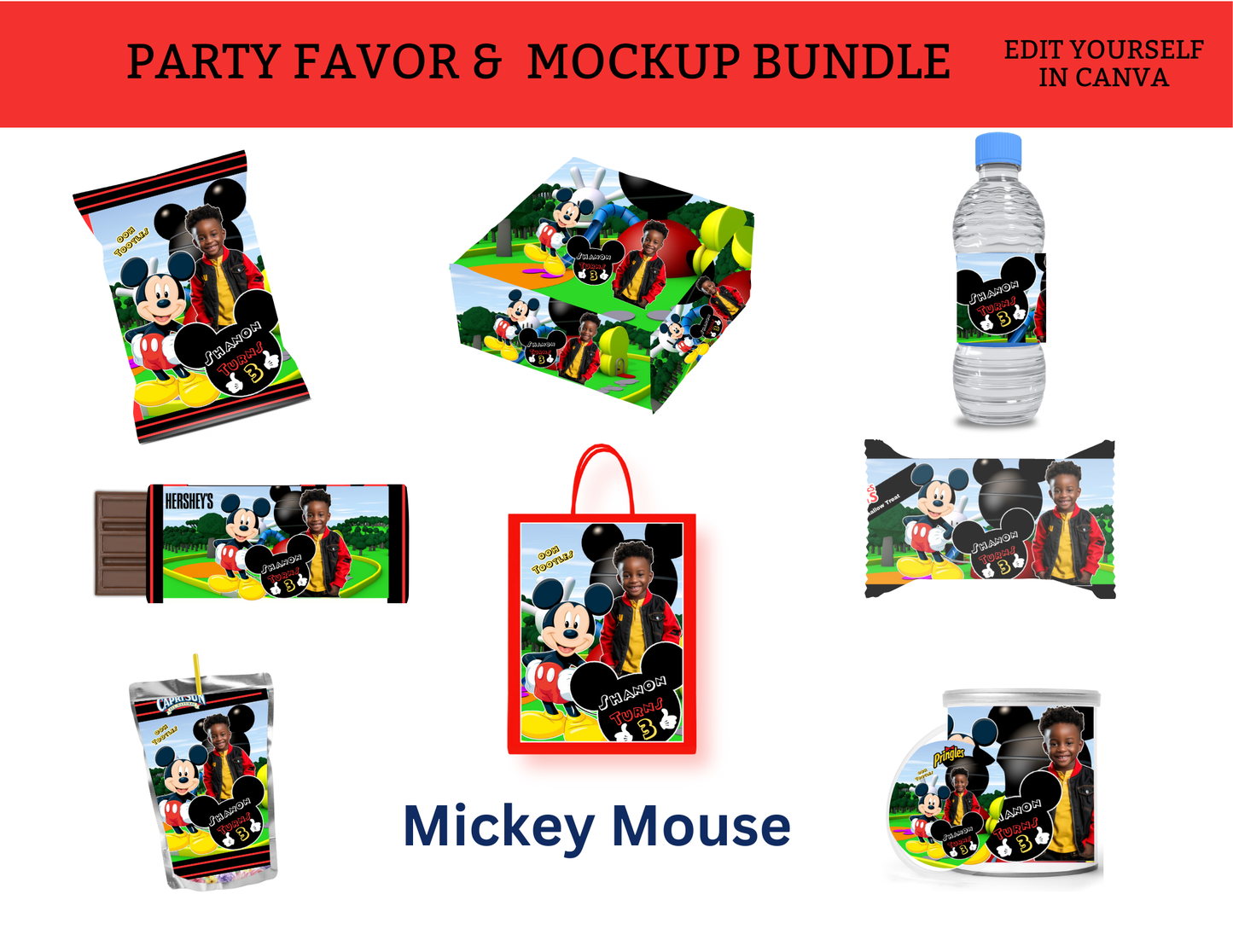 Mickey Mouse Party Favor Bundle Template
