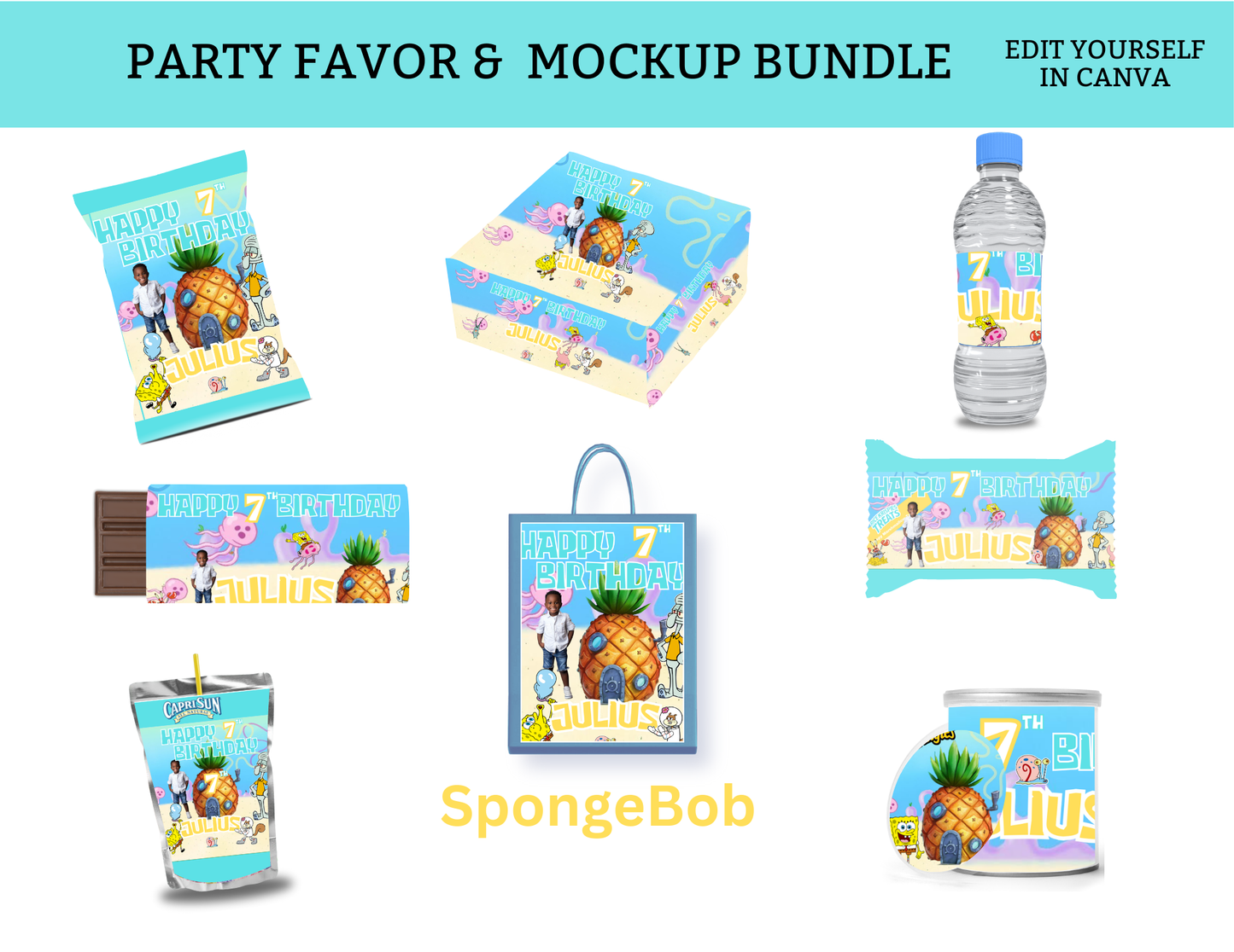 SpongeBob Party Favor Bundle Template