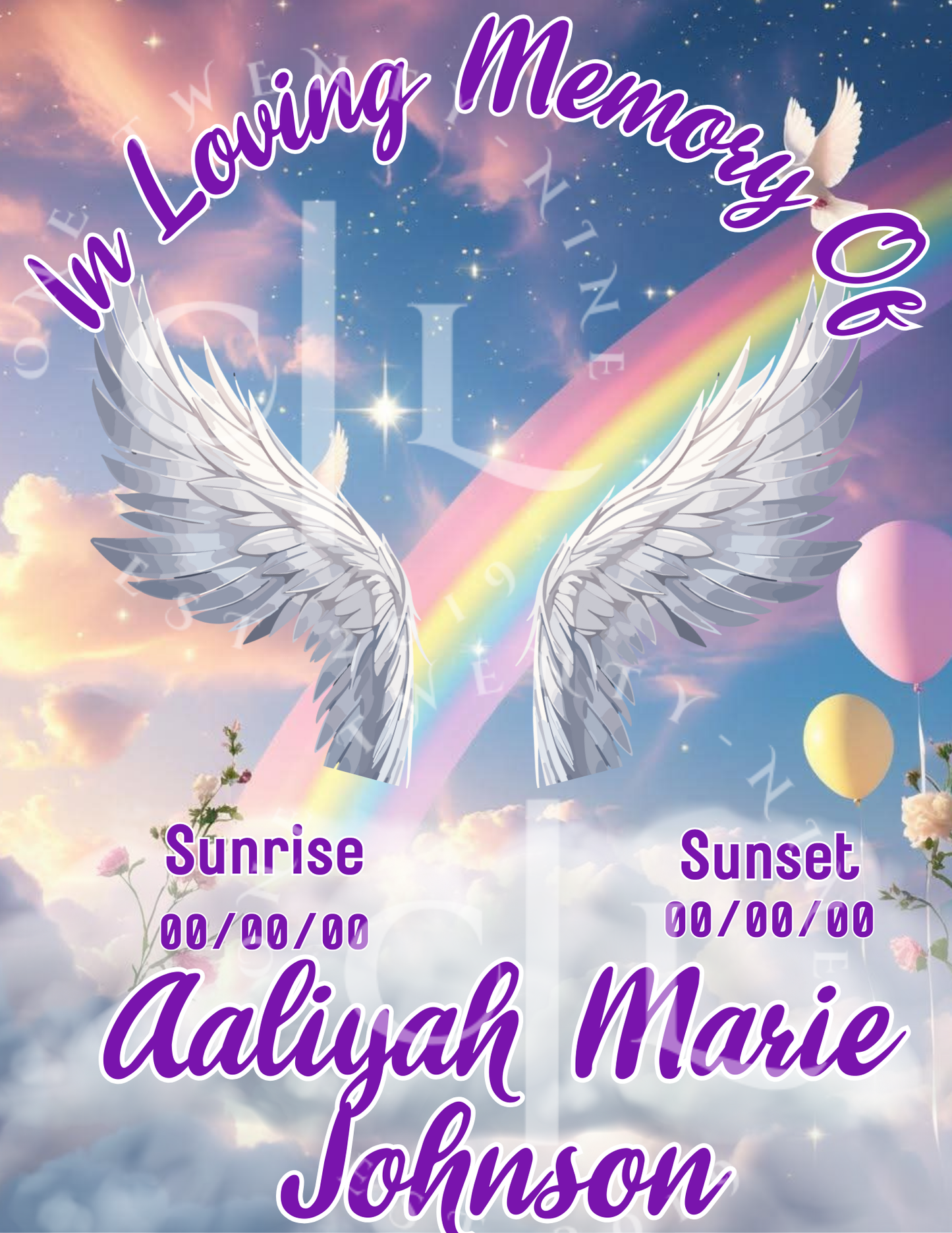 Rainbow Purple & Blue Memorial T-Shirt Template