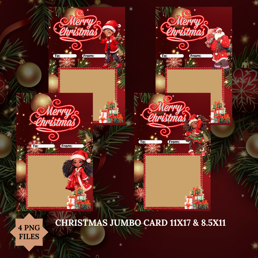 Christmas Jumbo Card PNG Bundle (4 Designs) – 11×17 & 8.5×11 – Digital Download