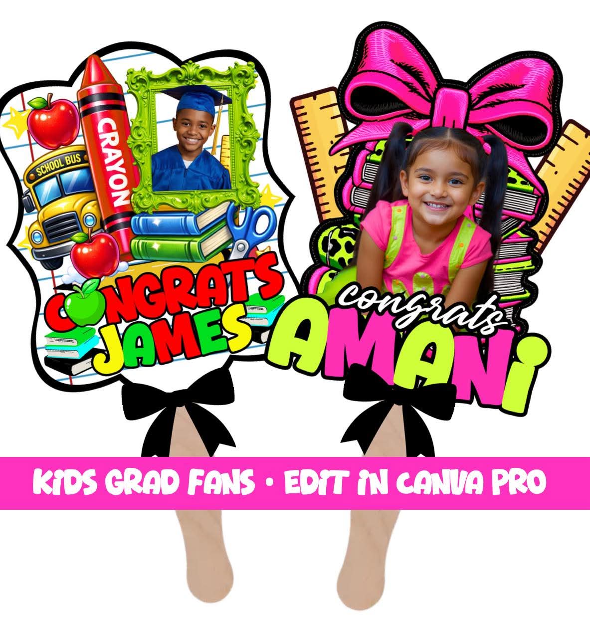 Kids Graduation Fan Templates (2 Designs)