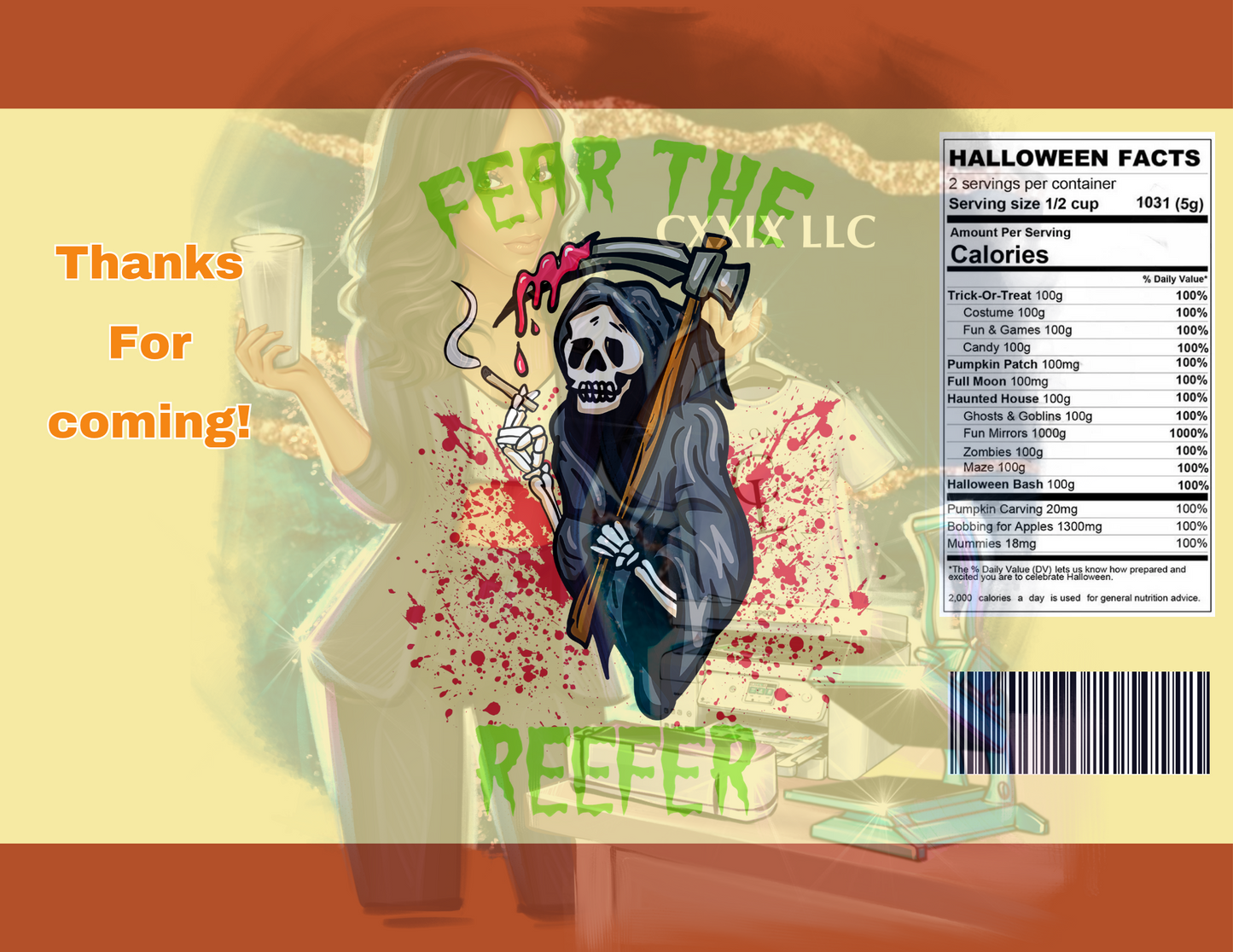 Fear the Reefer – Editable Halloween Chip Bag Template