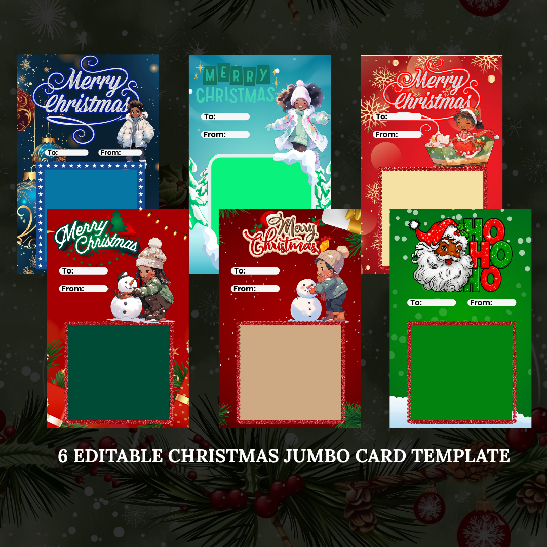 Jumbo Christmas Card Template Bundle – 6 Editable Canva Templates