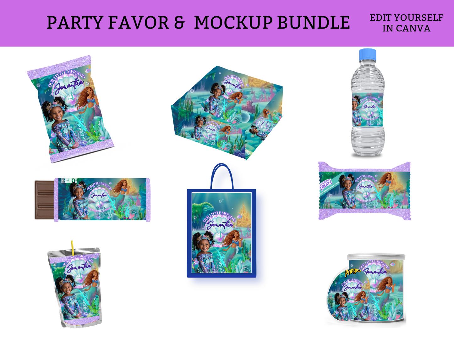 Little Mermaid Party Favor Bundle Template