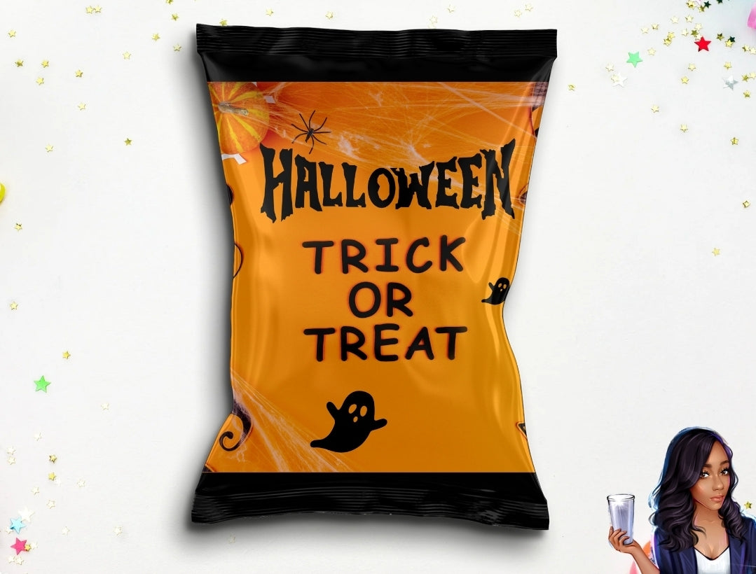 Halloween Trick or Treat Chip Bag PNG | Digital File Only