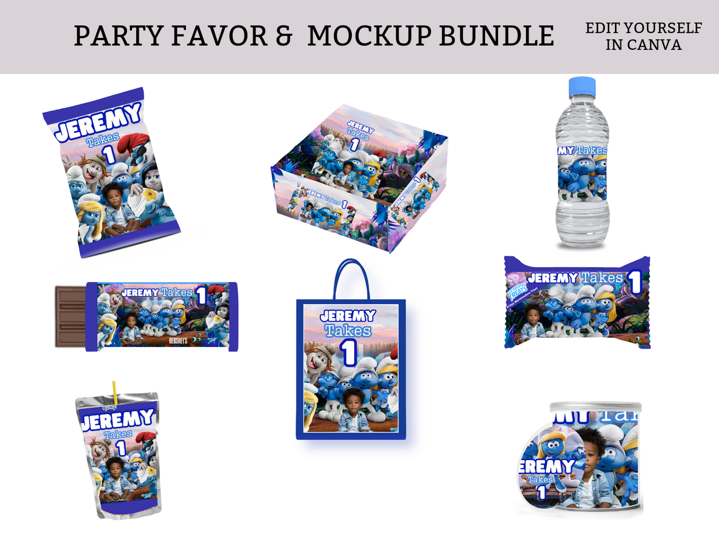 Smurfs Party Favors Bundles Template