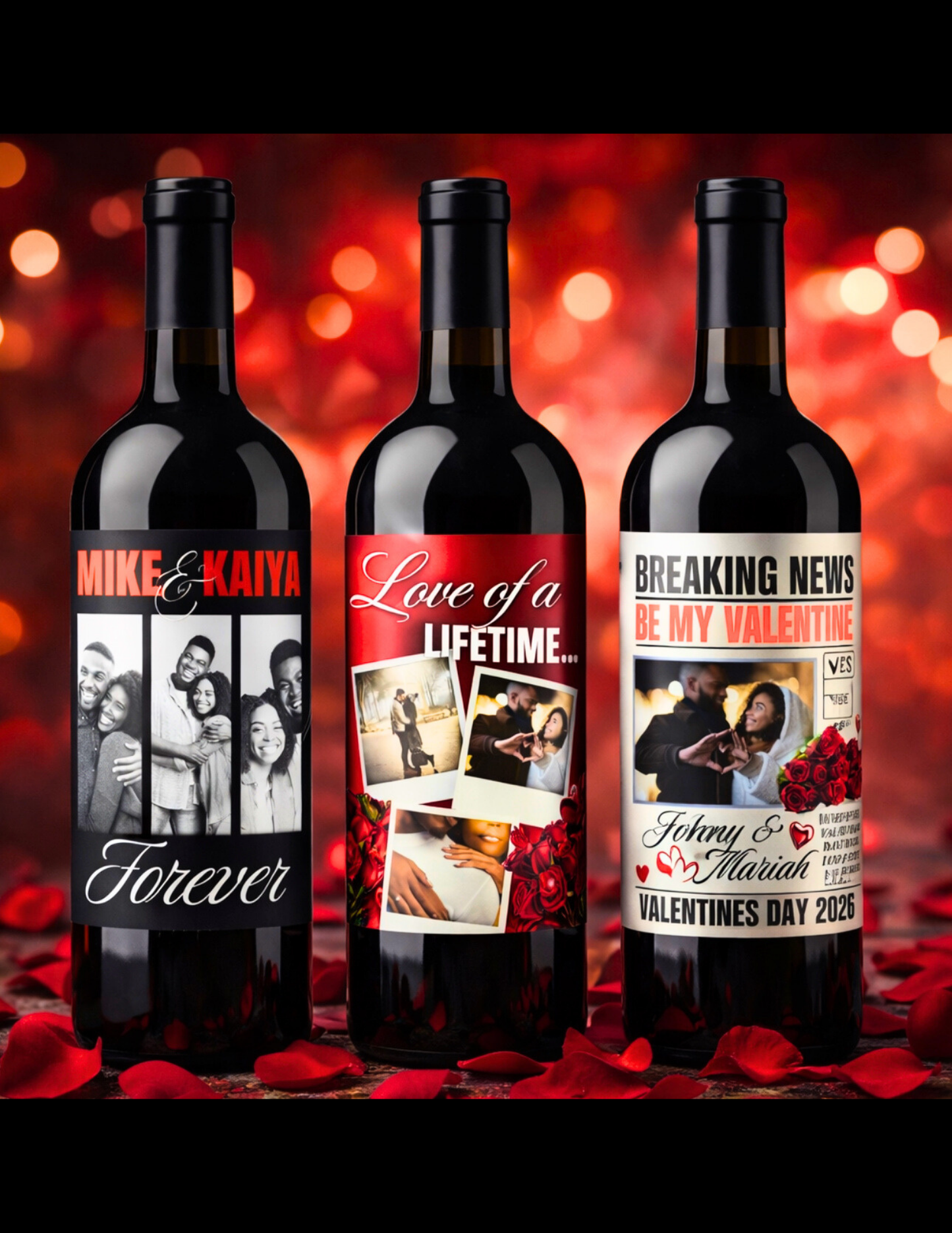 Valentine’s Day Wine Label Templates | 3 Editable Canva Designs
