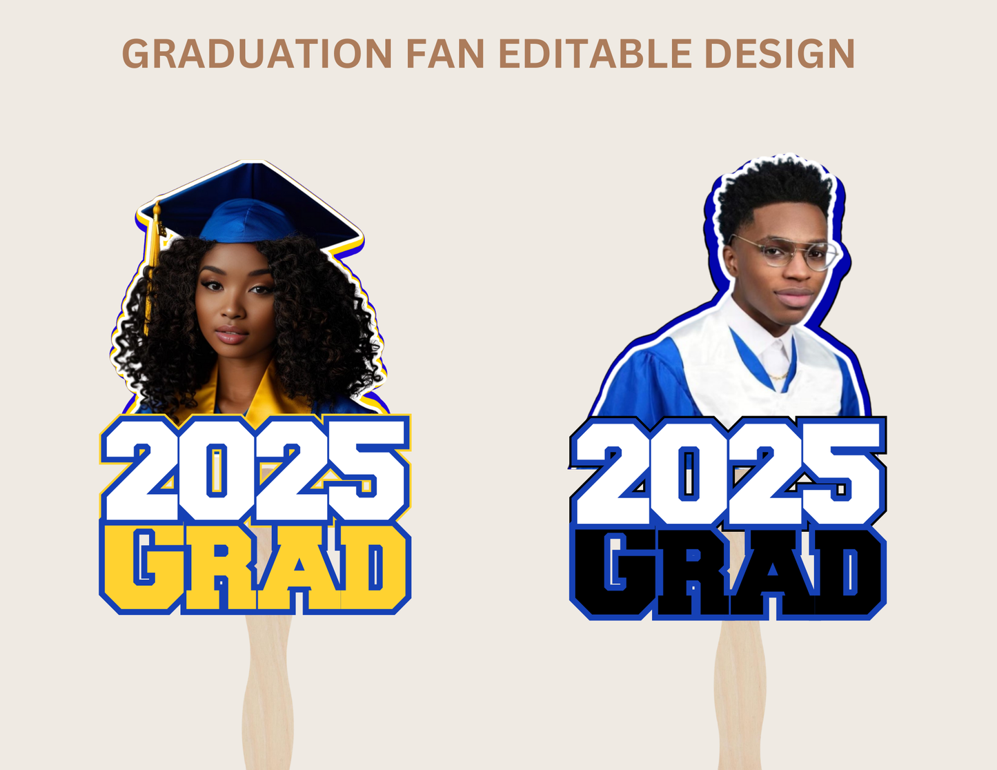 Custom Big Head Graduation Fan Templates – Editable Canva Design for 2025