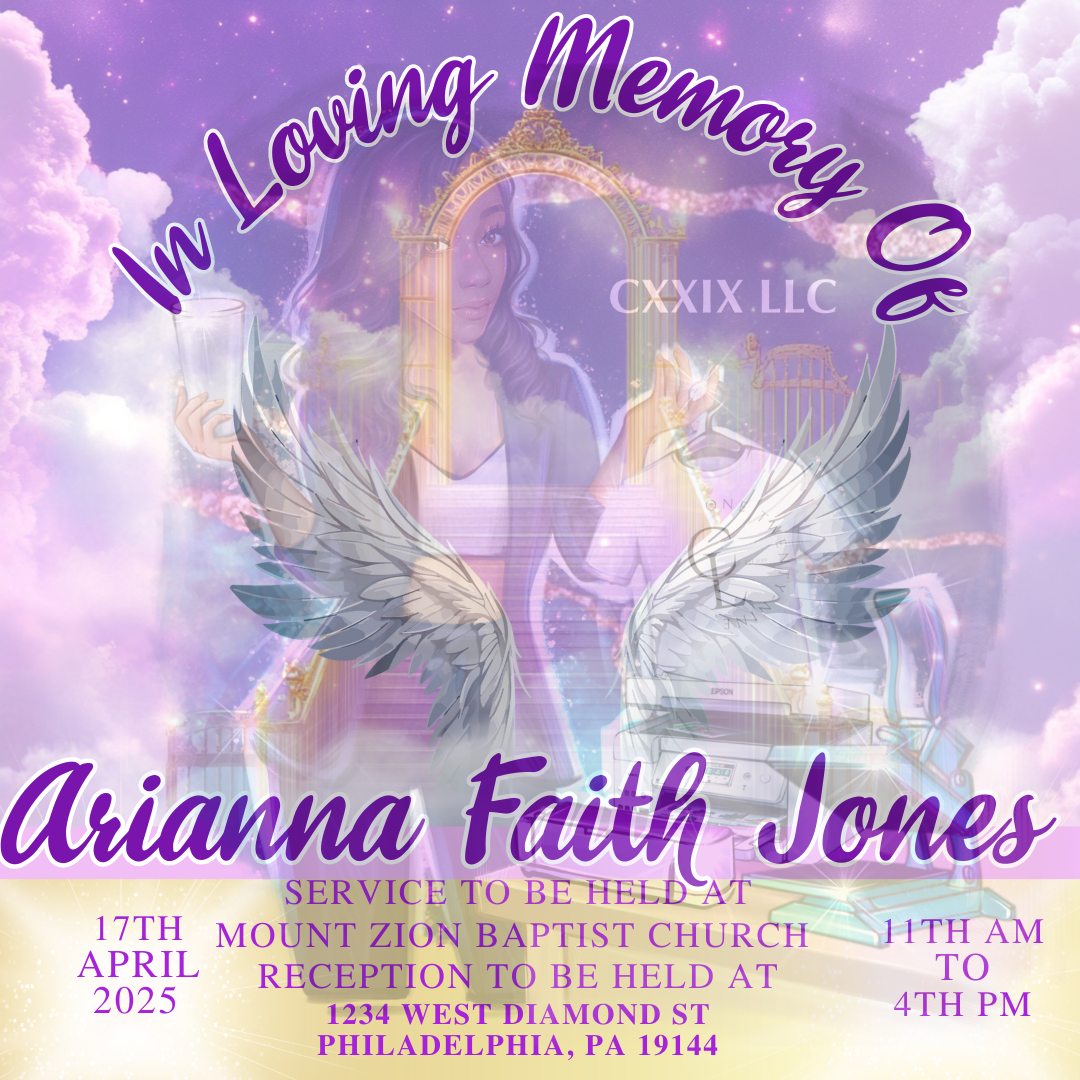 Purple & Gold Funeral Card Template – Canva Pro Required | Digital Download