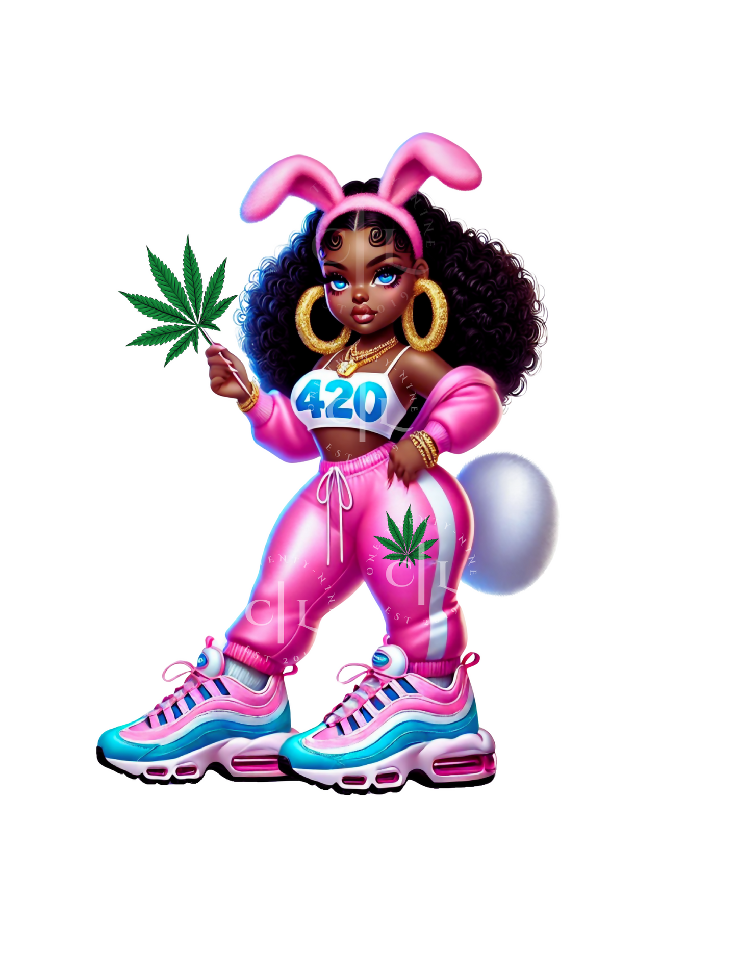 Baddie in Bunny Ears PNG – No Text