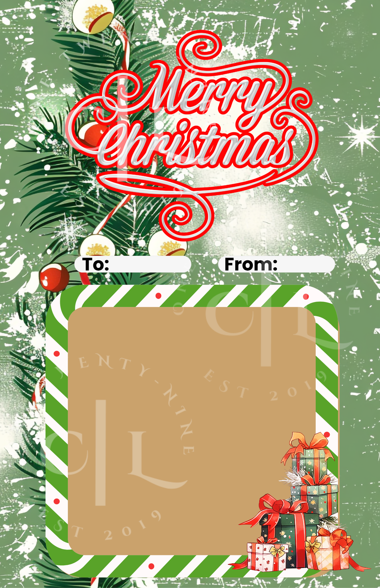 Green Merry Christmas Jumbo Card Template – OneTwentyNineCXXIX
