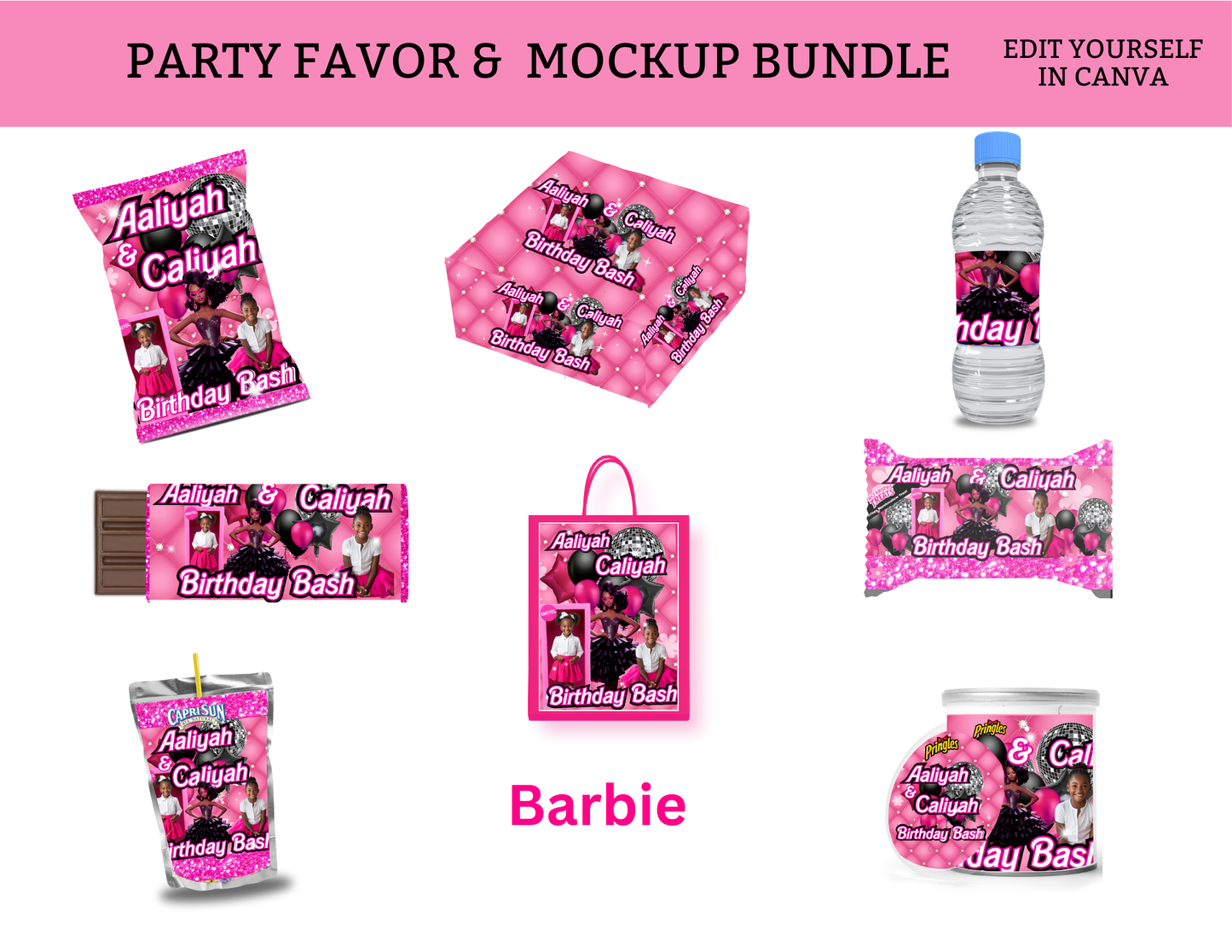 Barbie Party Favor Bundle Template