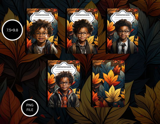 Fall Vibes Boy Composition Notebook Cover Bundle – 5 PNG Designs