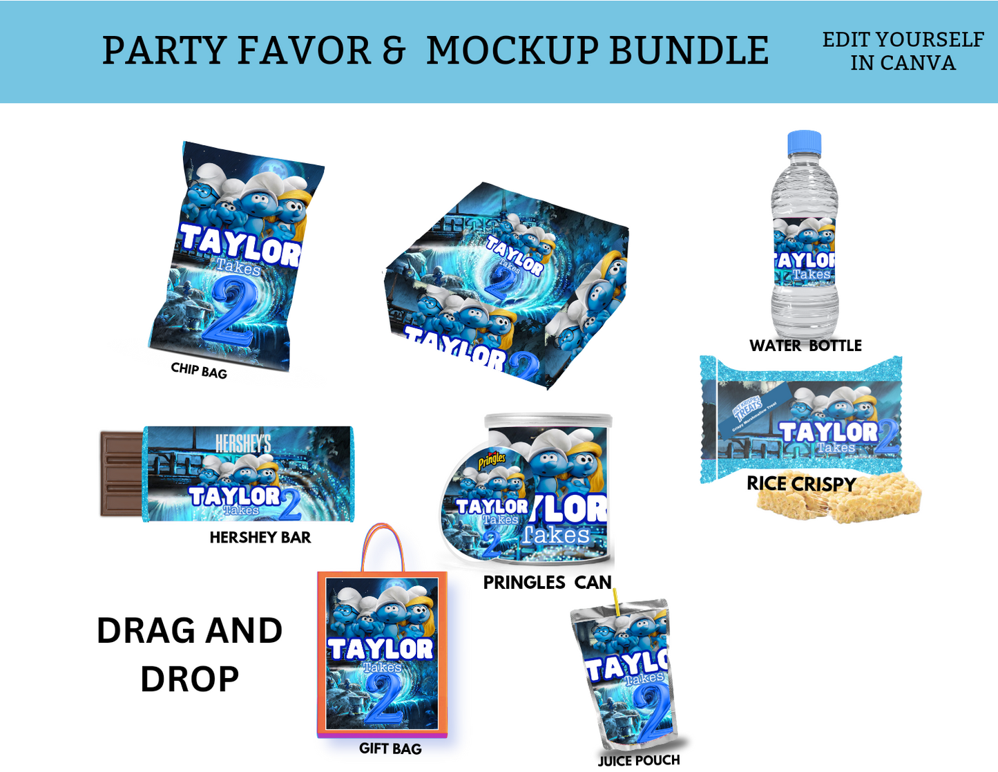 Smurfs Party Favors Bundles Template