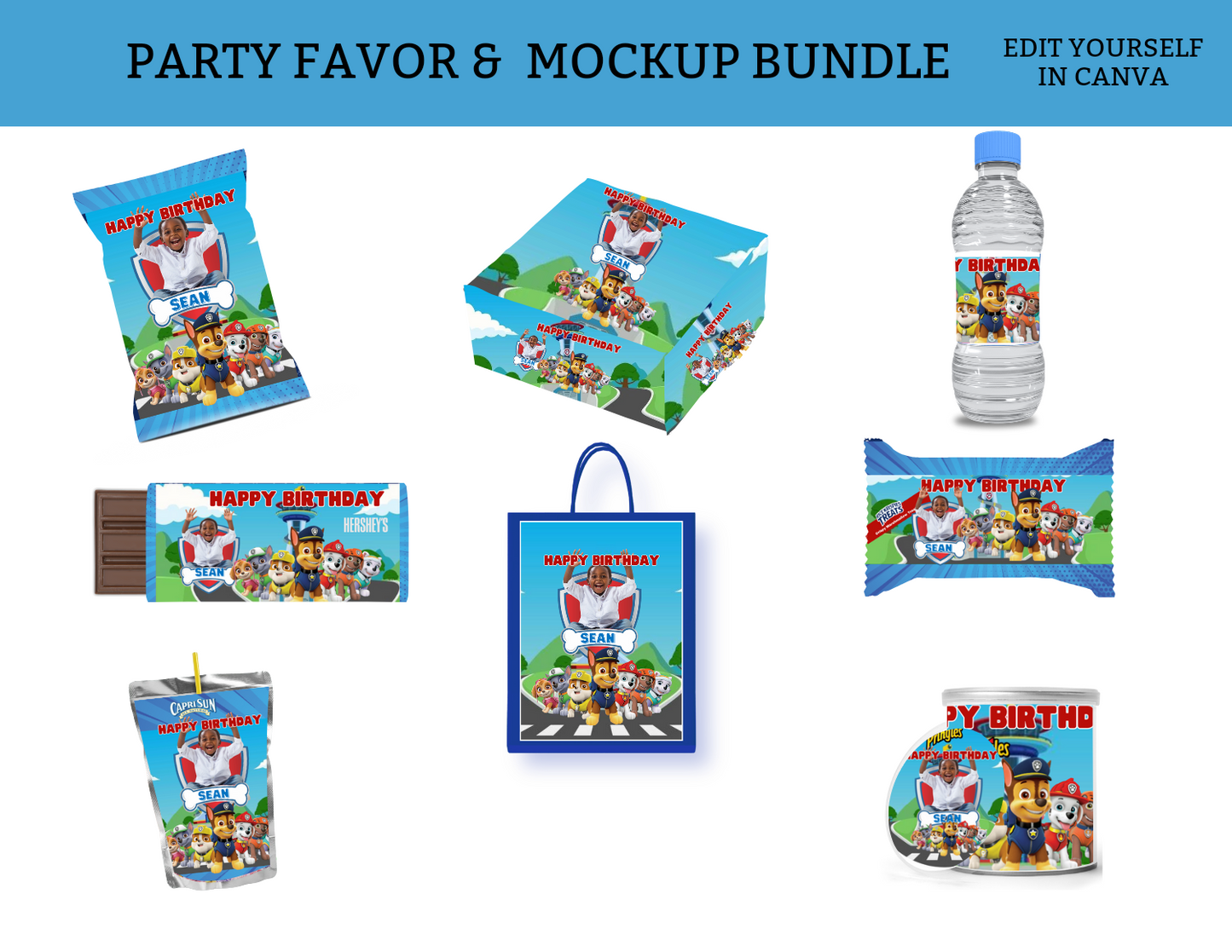 Paw Patrol Party Favor Bundle Template