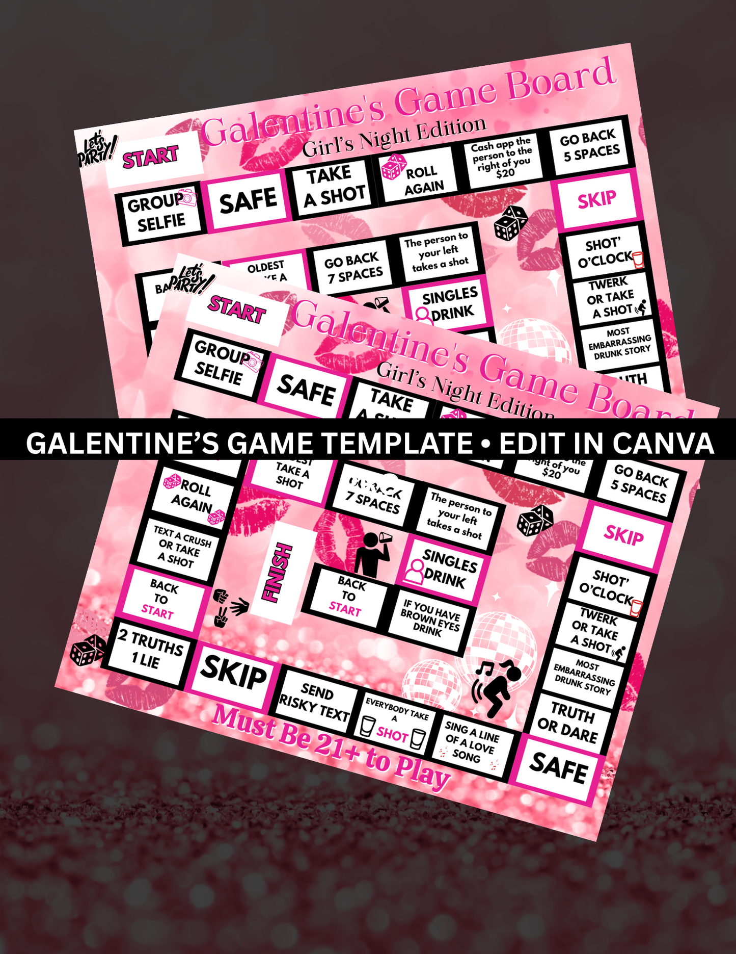 Galentine’s Game Board Template | Girls Night Party Game