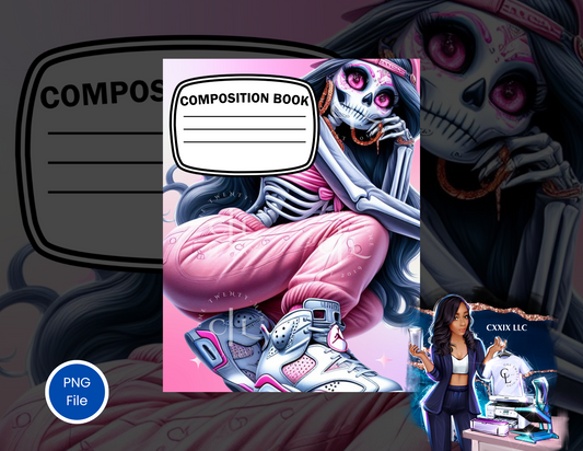 Skull & Sass Notebook Cover PNG – Women’s Edition