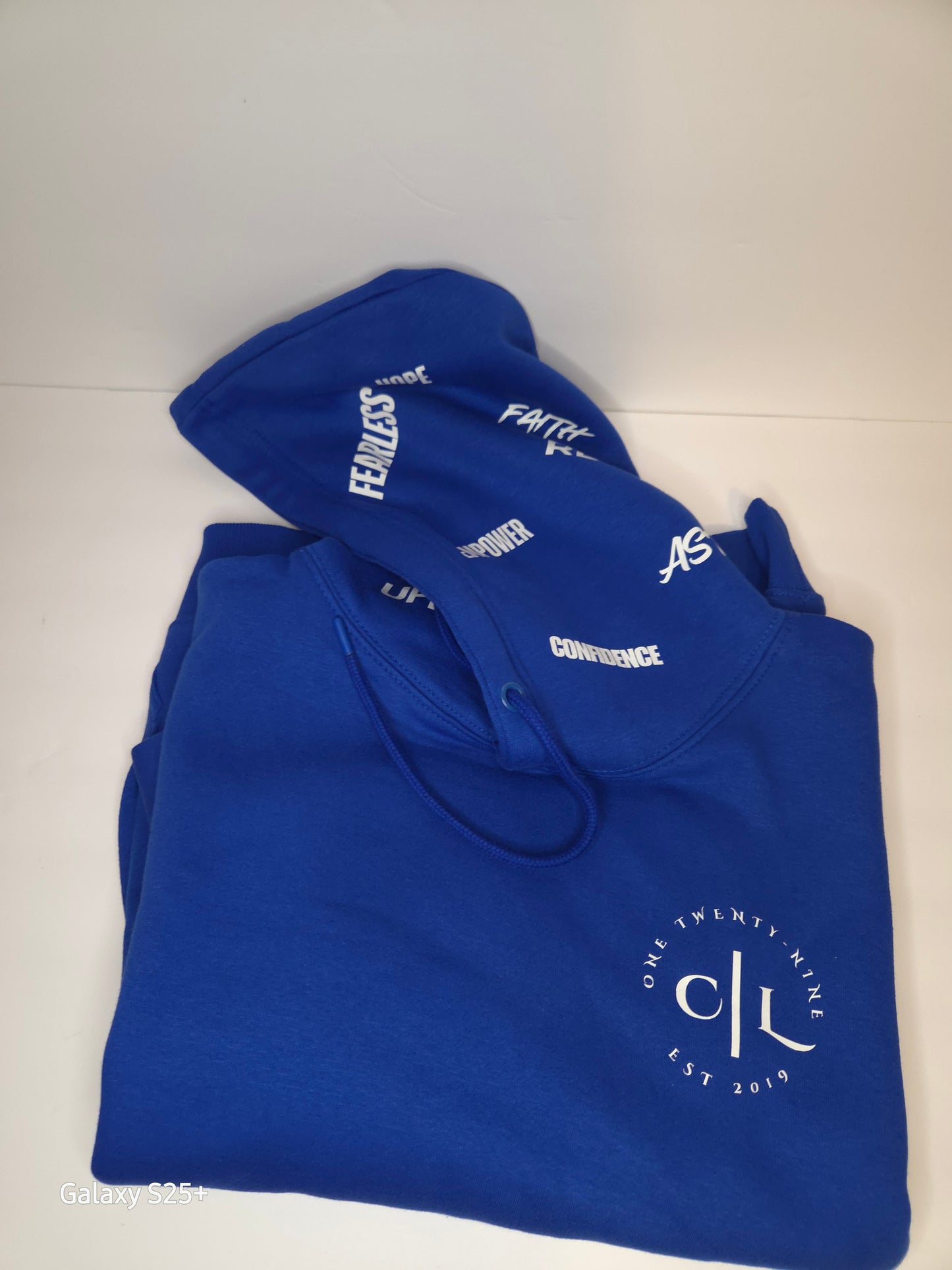 CXXIXLLC Signature Logo Hoodie – Small Front Logo | Black & Royal Blue