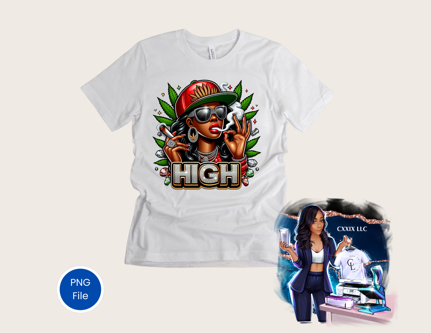 “High Vibes – Black Woman Edition” PNG
