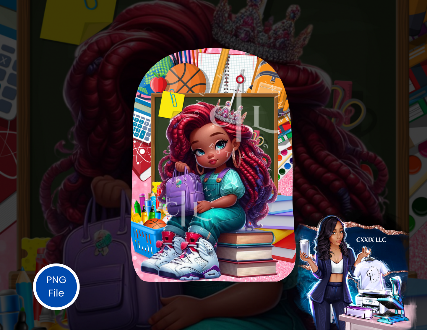 Bold & Bookbag Ready – Brown Skin Cutie PNG