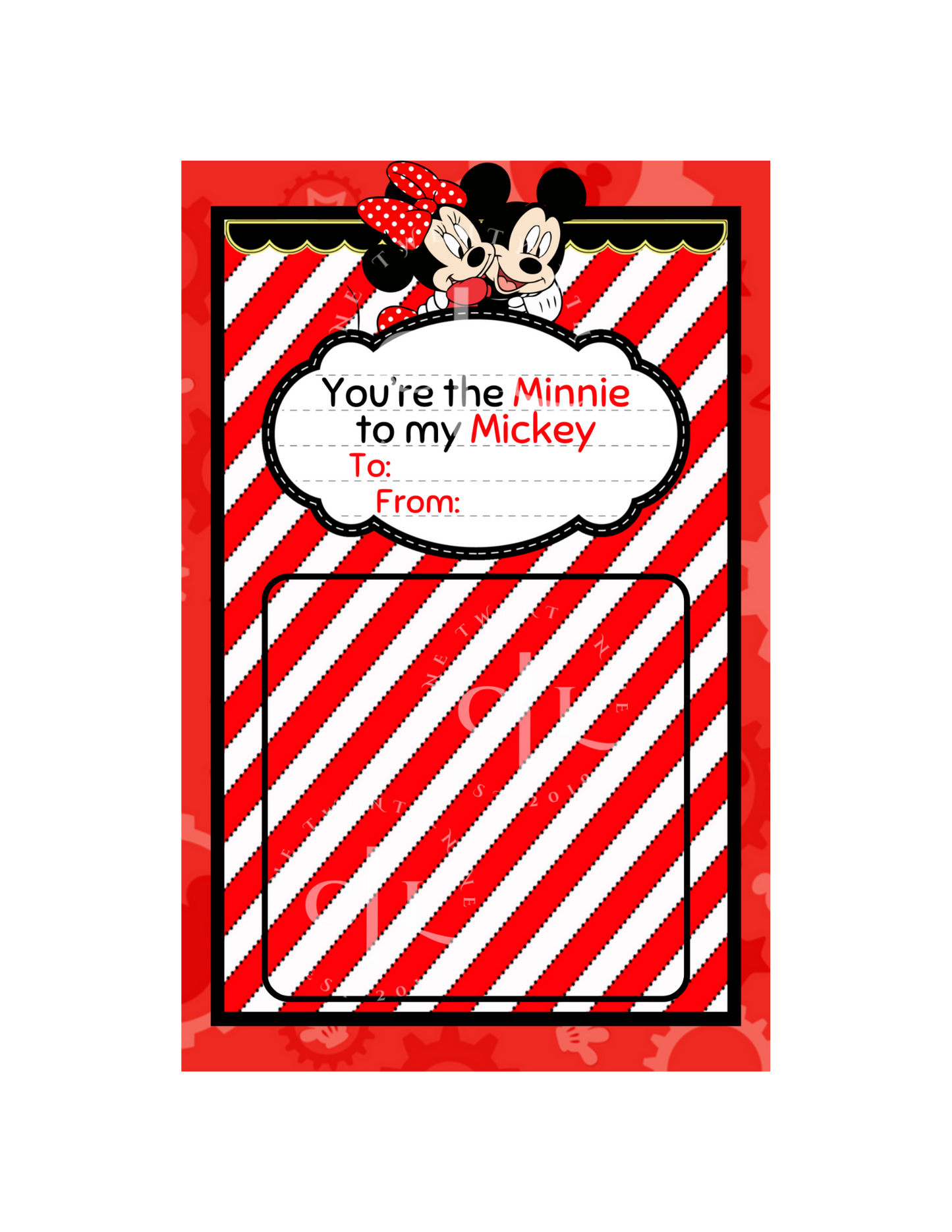 Minnie & Mickey Valentine’s Day Money Card PNG