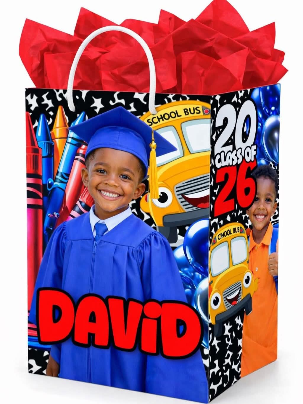 Class of 2026 Graduation Treat Bag Template – Blue & Red