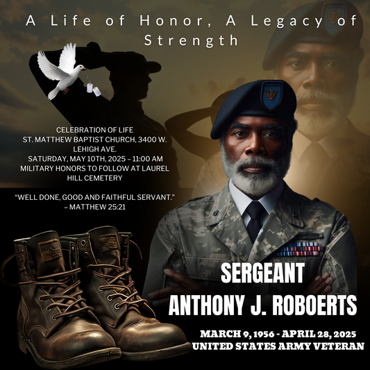 Army Veteran Funeral Announcement Card – Editable Canva Template | Military Memorial Flyer