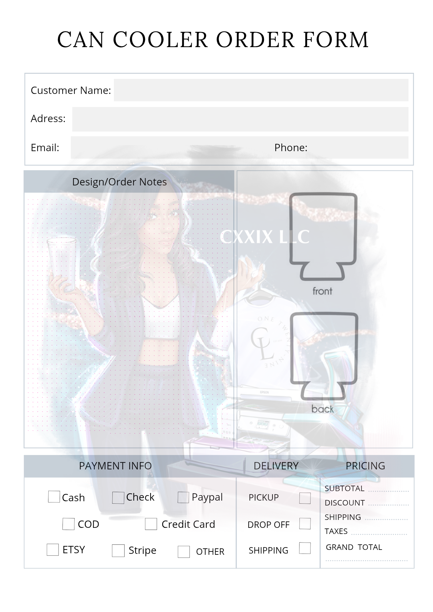 Can Cooler Order Form – PDF