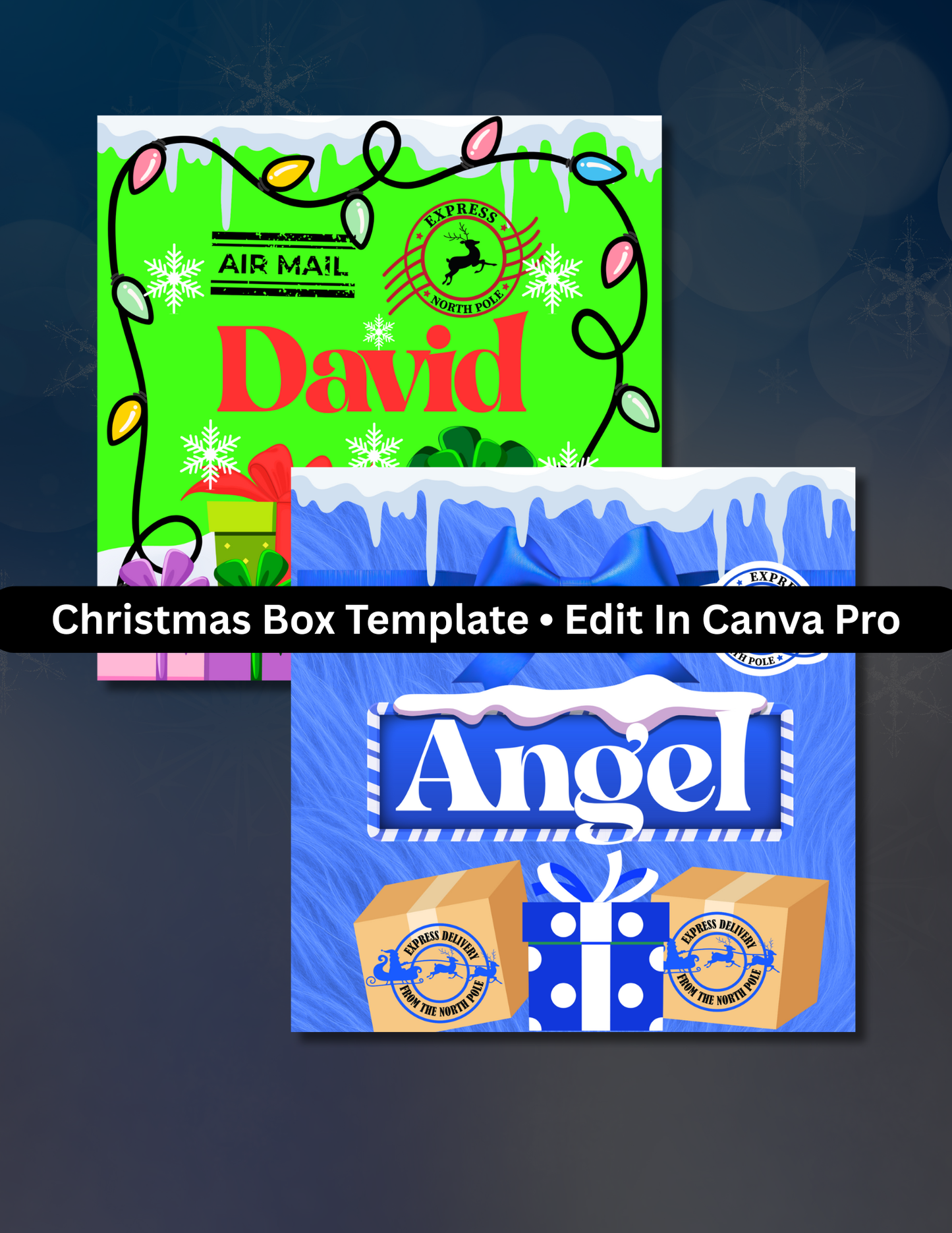 2-Piece Christmas Gift Box Template Bundle