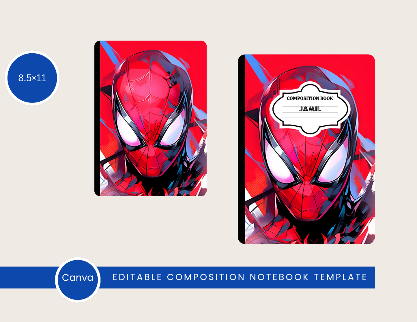 Spiderman Composition Notebook – Editable Canva Template