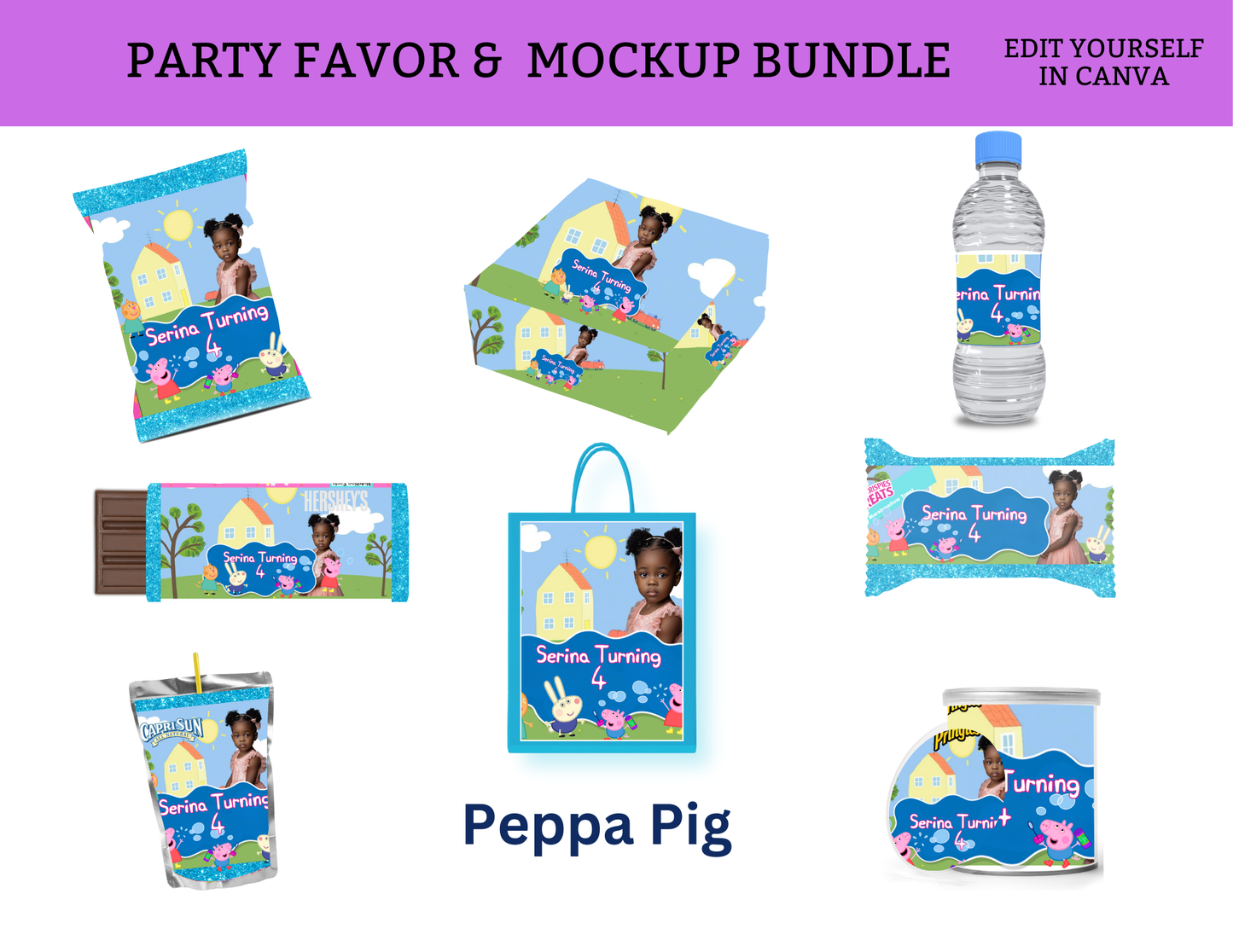 Peppa Pig Party Favor Bundle Template