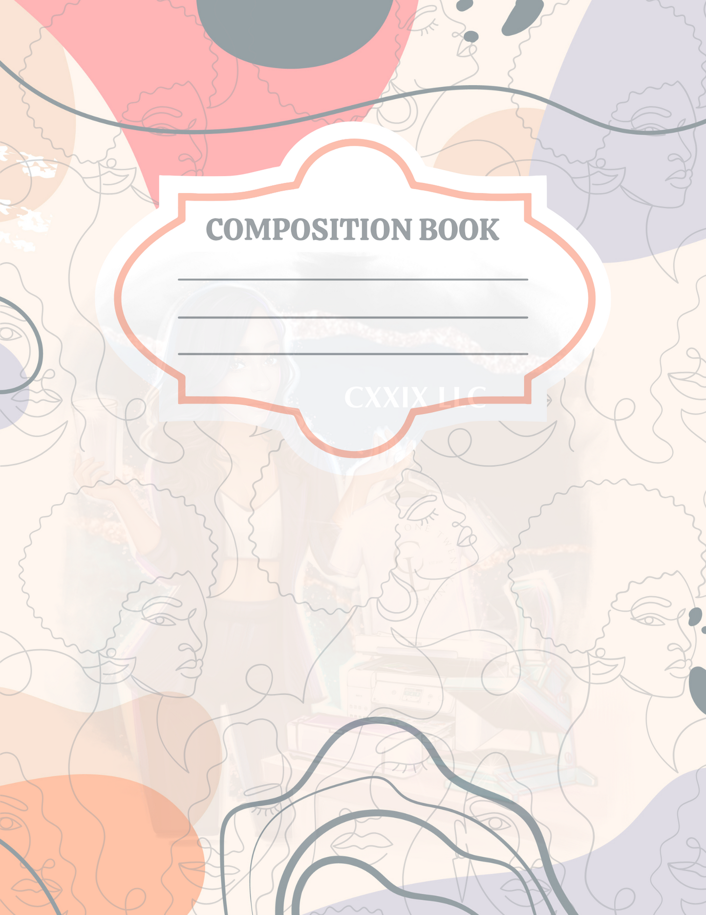 Black Woman Aesthetic Composition Notebook – Canva Template