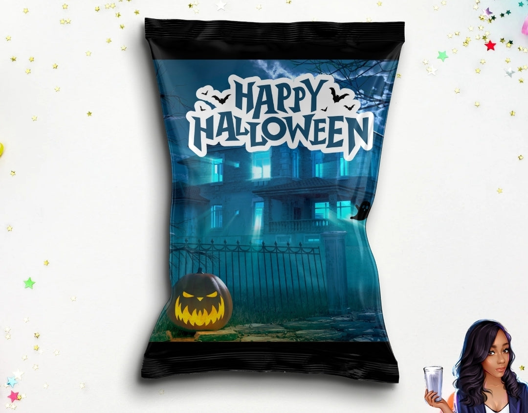 Happy Halloween Chip Bag PNG | Digital File Only