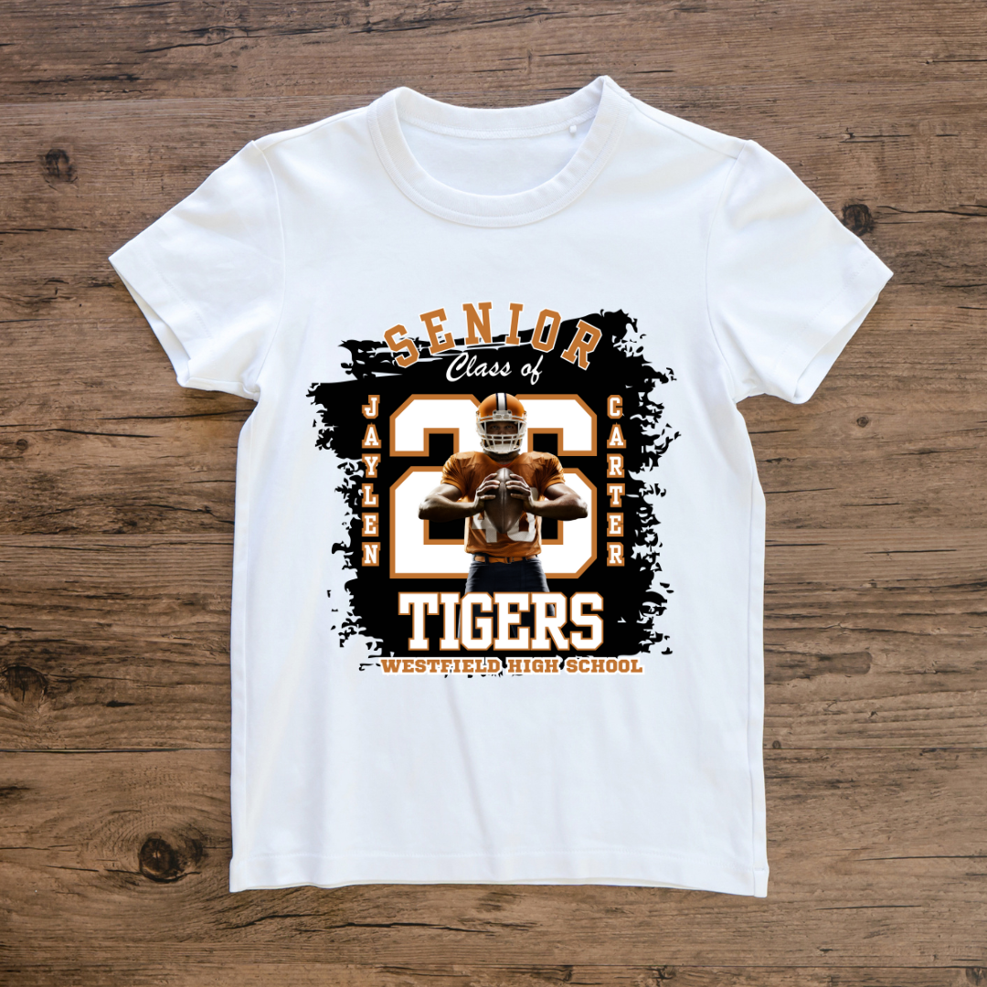 Senior Class of 2026 Football Tee Template – Yellow & Black Edition