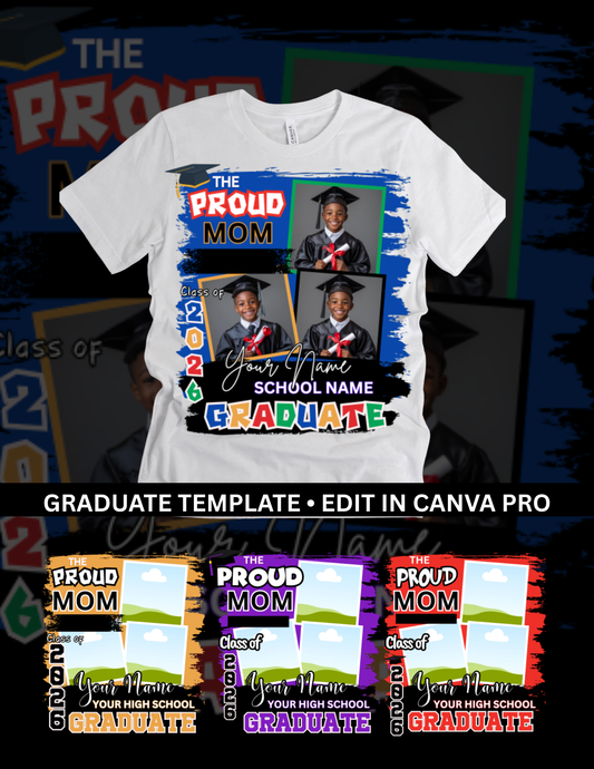 Proud Mom High School Graduate T-Shirt Templates – Bundle of 4