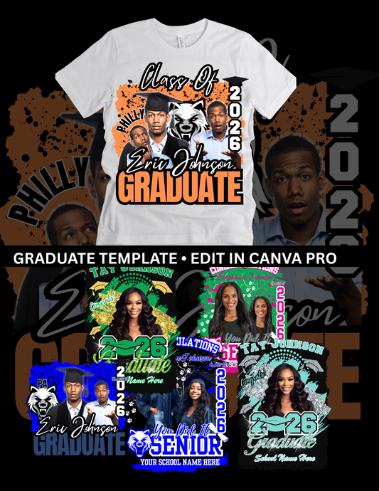 Senior 2026 T-Shirt Templates – Bundle of 6