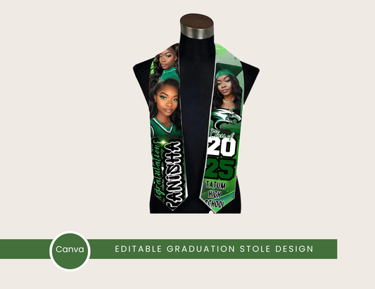Green & Black Royal Graduation Stole