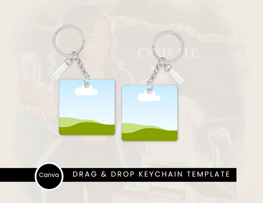 Square Photo Keychain Template – Customizable Canva File