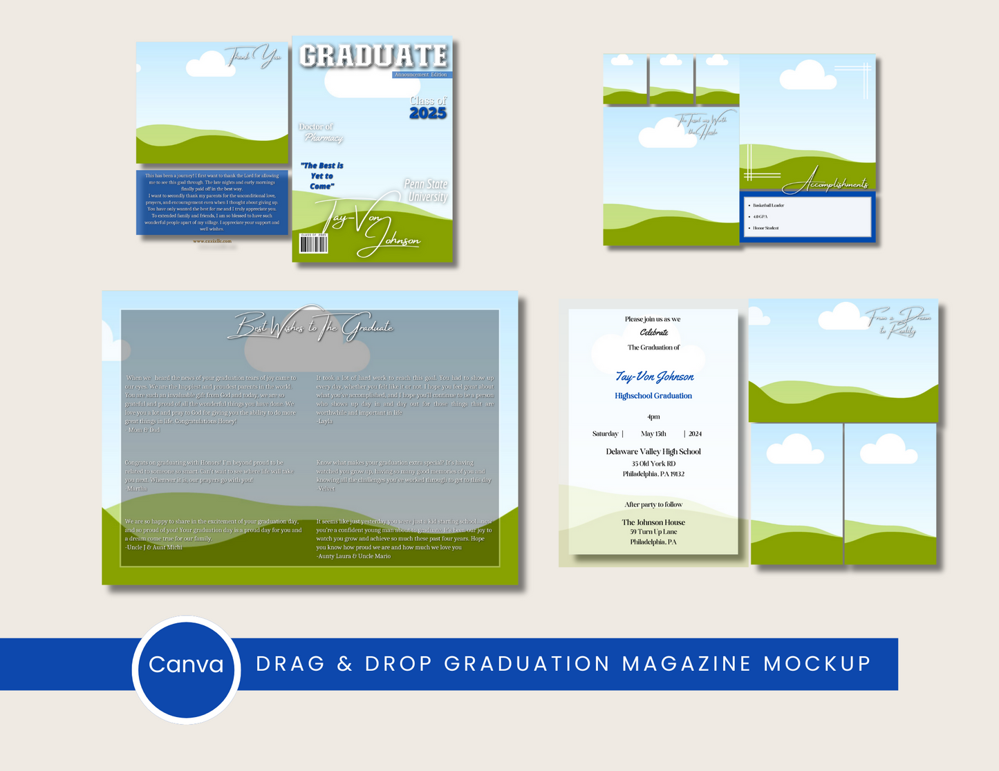 Graduation Magazine Template – Fully Editable & Drag-and-Drop in Canva