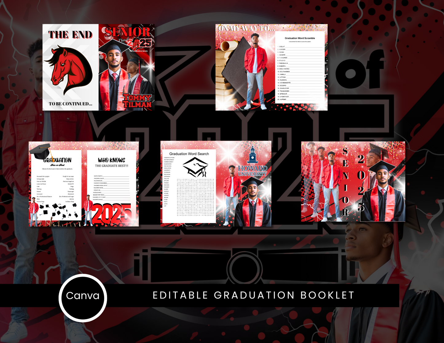 Editable Red Graduation Booklet Template | Class of 2025