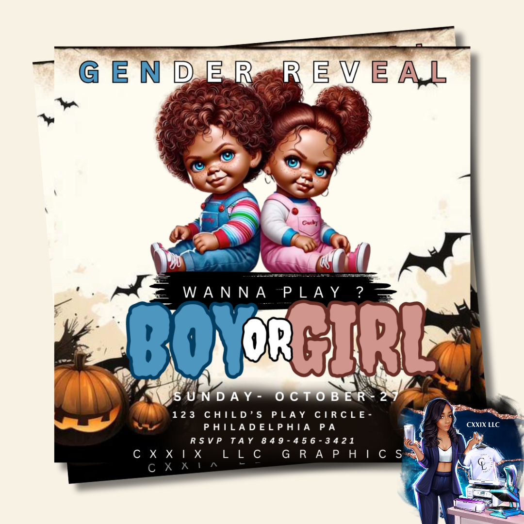 Halloween Gender Reveal Flyers (Editable)
